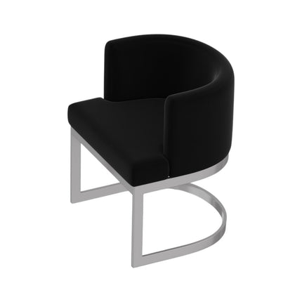 Black and Silver Fabric Wing Back Dining Side Chair