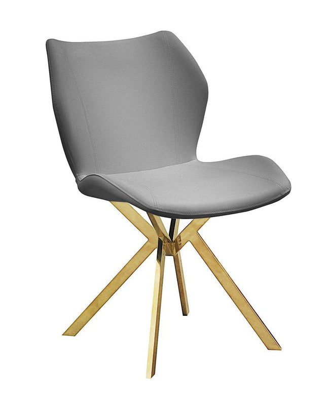 Set of Four Gray and Gold Faux Leather Dining Side Chairs HomeRoots
