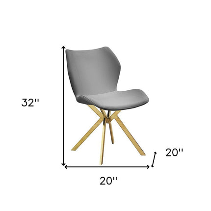 Set of Four Gray and Gold Faux Leather Dining Side Chairs