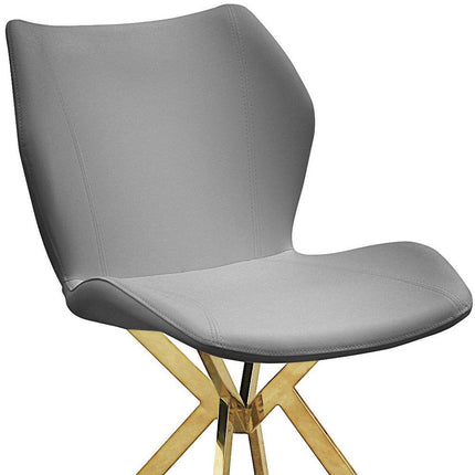 Set of Four Gray and Gold Faux Leather Dining Side Chairs