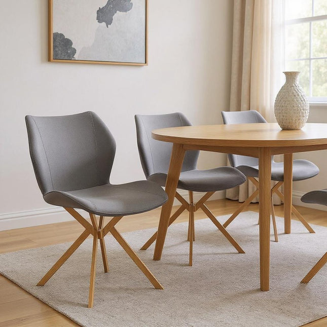 Set of Four Gray and Gold Faux Leather Dining Side Chairs HomeRoots