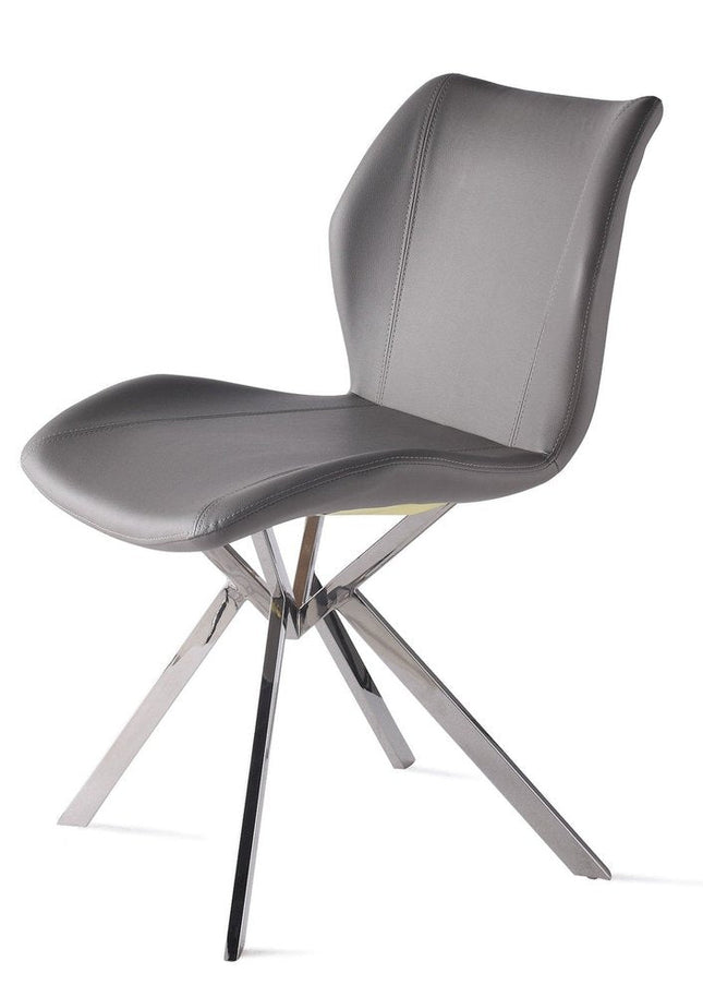 Set of Four Gray and Silver Faux Leather Dining Side Chairs HomeRoots
