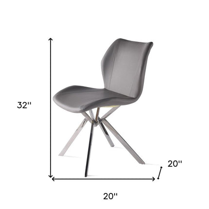 Set of Four Gray and Silver Faux Leather Dining Side Chairs