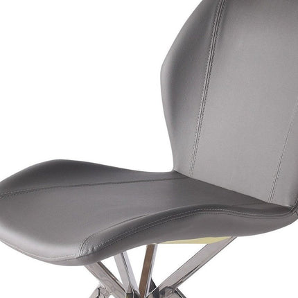 Set of Four Gray and Silver Faux Leather Dining Side Chairs