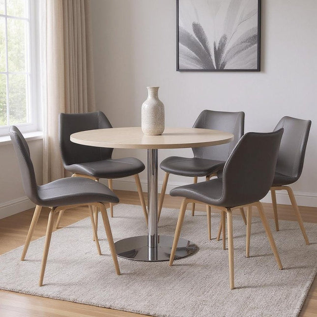 Set of Four Gray and Silver Faux Leather Dining Side Chairs HomeRoots