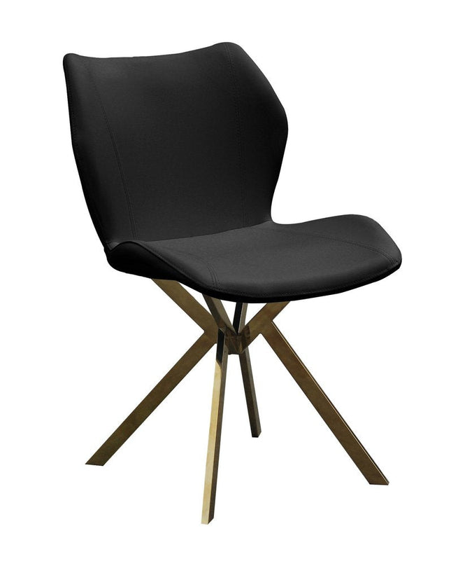 Set of Four Black and Gold Faux Leather Dining Side Chairs HomeRoots