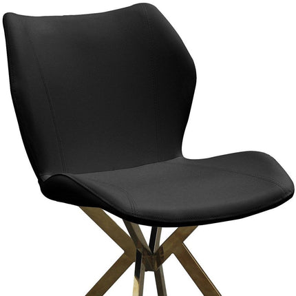 Set of Four Black and Gold Faux Leather Dining Side Chairs