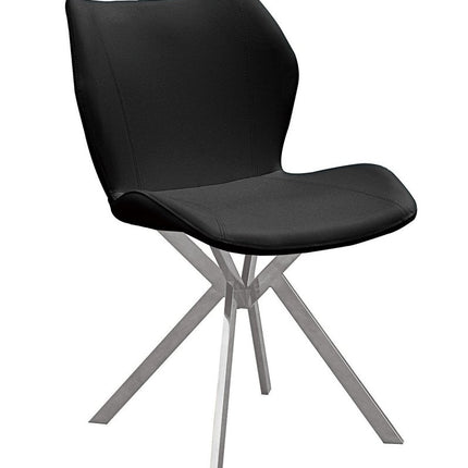 Set of Four Black and Silver Faux Leather Dining Side Chairs