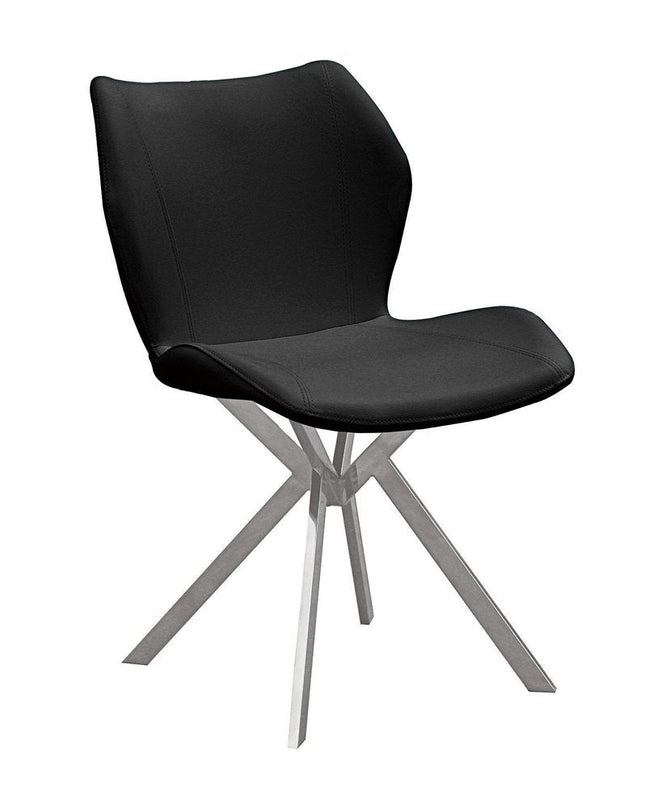 Set of Four Black and Silver Faux Leather Dining Side Chairs HomeRoots