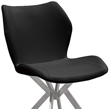 Set of Four Black and Silver Faux Leather Dining Side Chairs