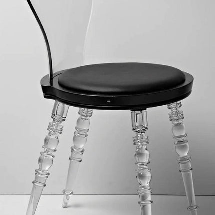 Black and Clear Faux Leather Dining Side Chair