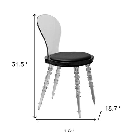 Black and Clear Faux Leather Dining Side Chair