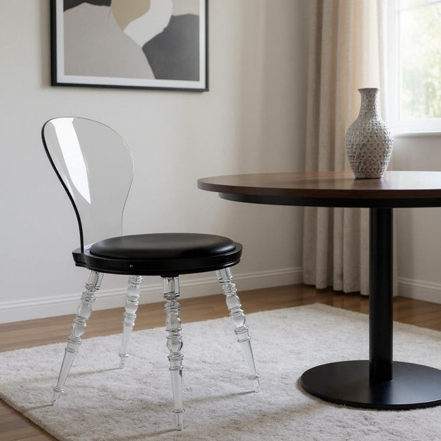 Black and Clear Faux Leather Dining Side Chair HomeRoots