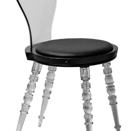 Black and Clear Faux Leather Dining Side Chair