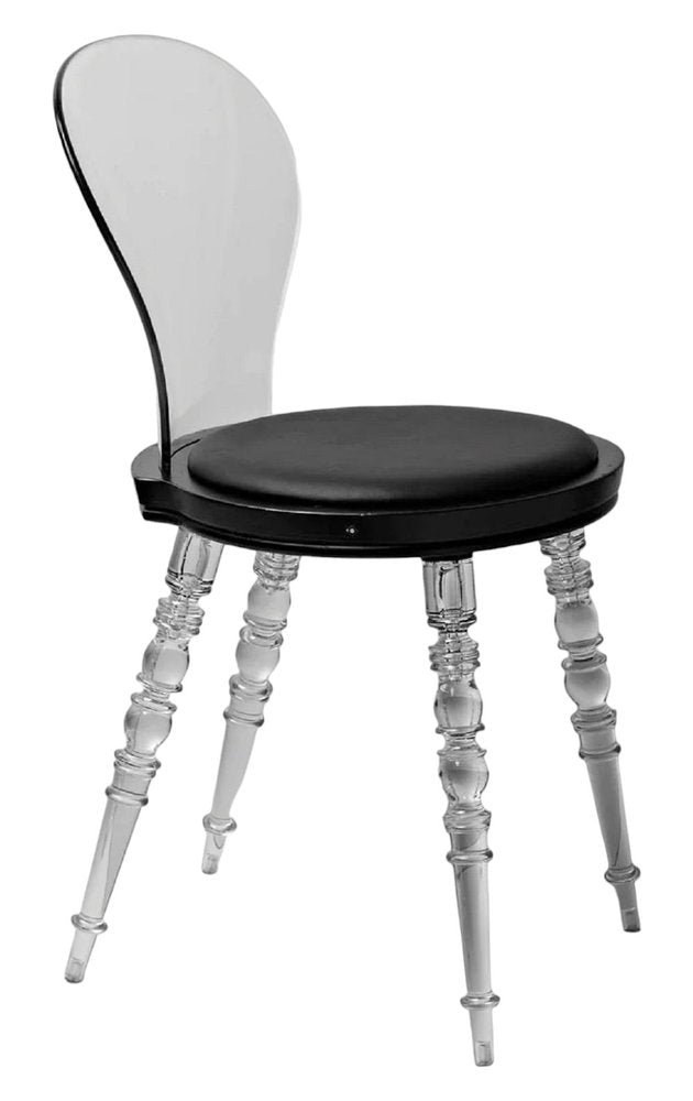 Black and Clear Faux Leather Dining Side Chair HomeRoots