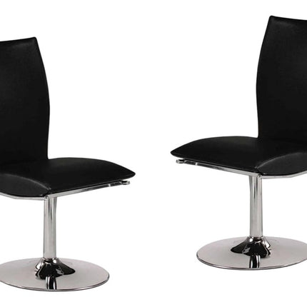 Set of Two Black and Silver Faux Leather Dining Side Chairs