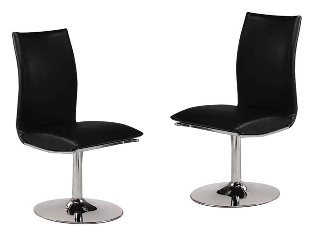 Set of Two Black and Silver Faux Leather Dining Side Chairs HomeRoots