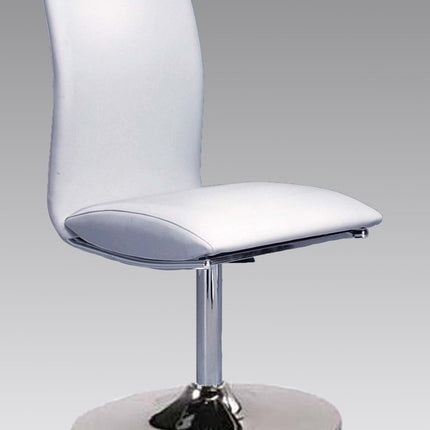 Set of Two White and Silver Faux Leather Dining Side Chairs