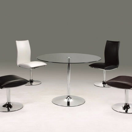 Set of Two White and Silver Faux Leather Dining Side Chairs