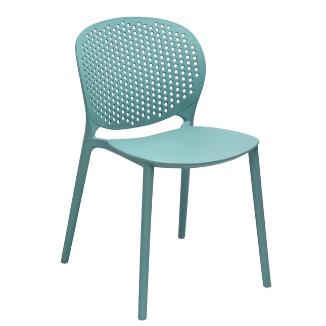 Set of Four Blue Heavy Duty Plastic Dining Side Chairs HomeRoots