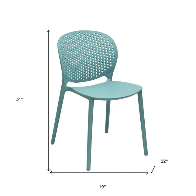 Set of Four Blue Heavy Duty Plastic Dining Side Chairs HomeRoots