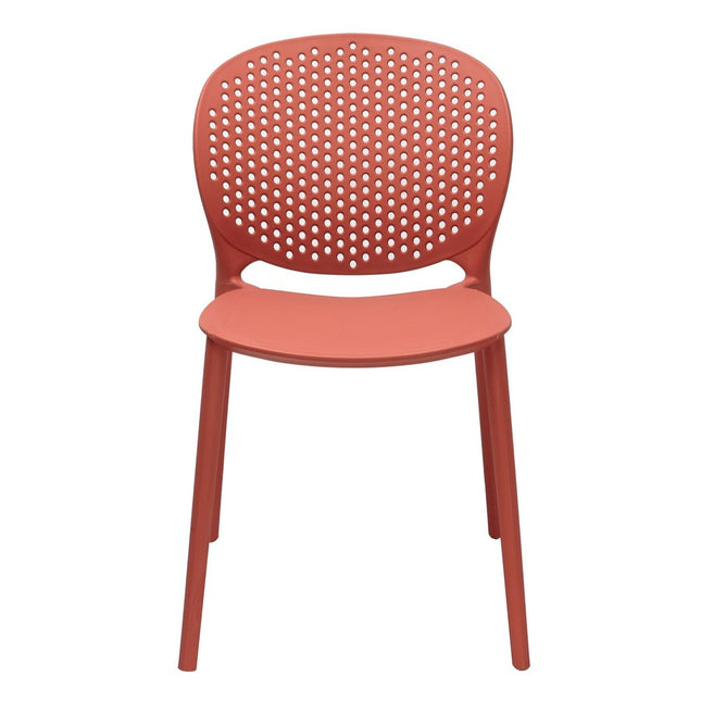 Set of Four Orange Heavy Duty Plastic Dining Side Chairs HomeRoots