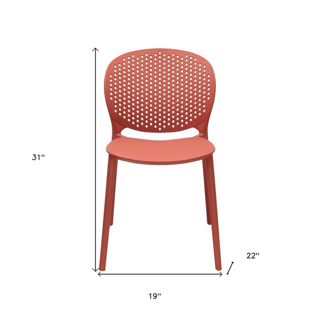 Set of Four Orange Heavy Duty Plastic Dining Side Chairs HomeRoots