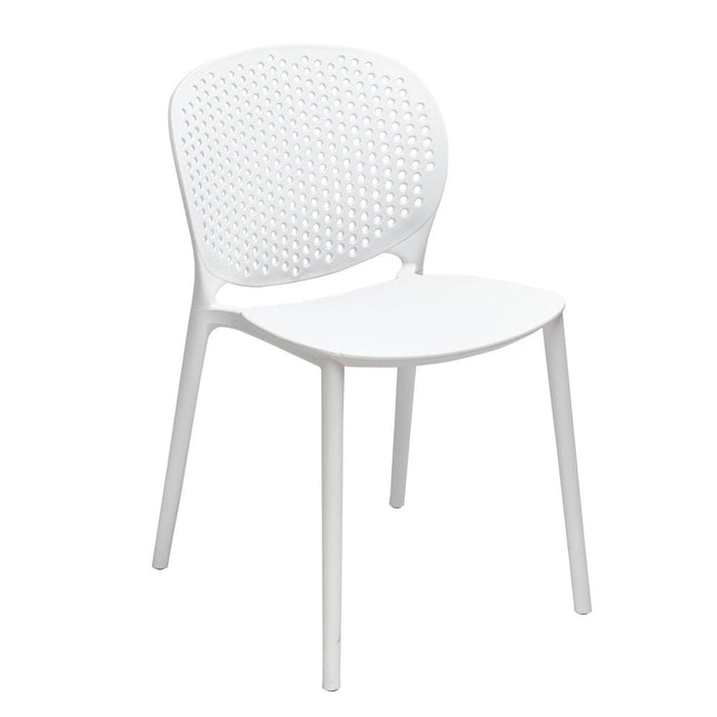 Set of Four White Heavy Duty Plastic Dining Side Chairs HomeRoots