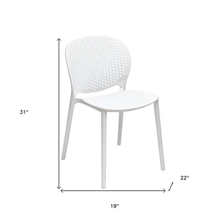 Set of Four White Heavy Duty Plastic Dining Side Chairs