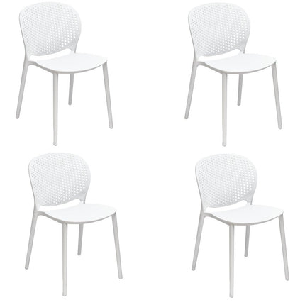 Set of Four White Heavy Duty Plastic Dining Side Chairs