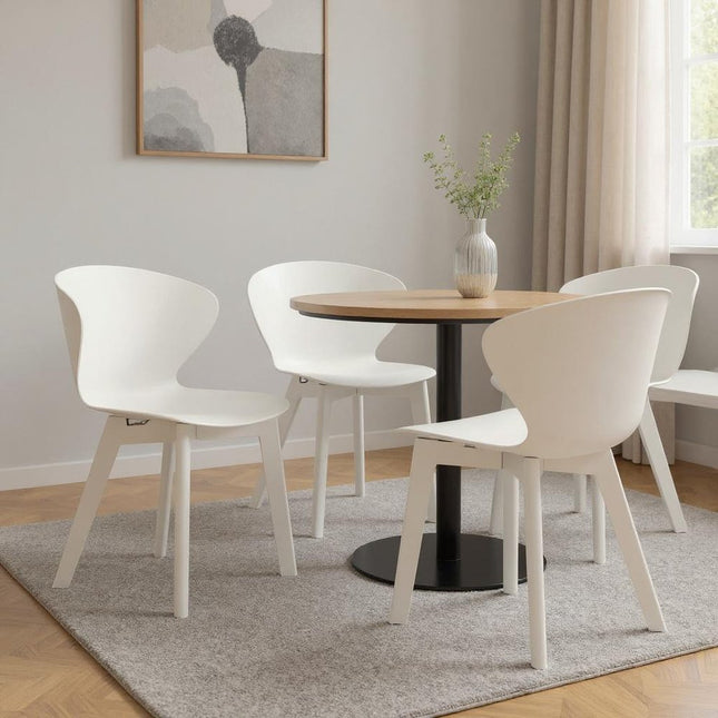 Set of Four White Heavy Duty Plastic Dining Side Chairs HomeRoots