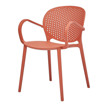 Set of Four Orange Heavy Duty Plastic Dining Arm Chairs HomeRoots