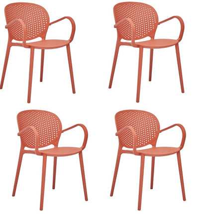 Set of Four Orange Heavy Duty Plastic Dining Arm Chairs HomeRoots