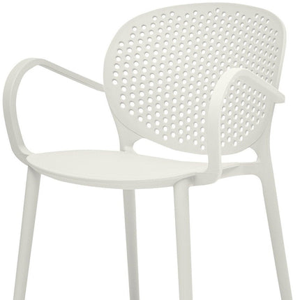 Set of Four White Heavy Duty Plastic Dining Arm Chairs