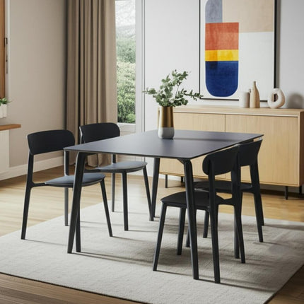 Set of Four Gray Heavy Duty Plastic Dining Side Chairs