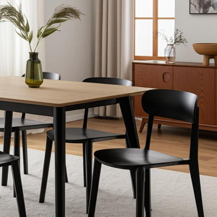 Set of Four Black Heavy Duty Plastic Dining Side Chairs