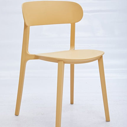 Set of Four Yellow Heavy Duty Plastic Open Back Dining Side Chairs