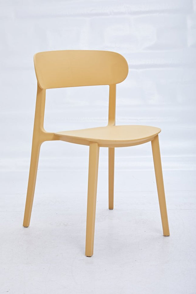 Set of Four Yellow Heavy Duty Plastic Open Back Dining Side Chairs HomeRoots