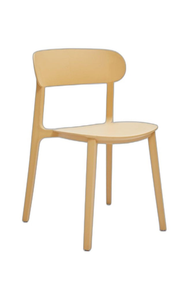 Set of Four Yellow Heavy Duty Plastic Open Back Dining Side Chairs HomeRoots