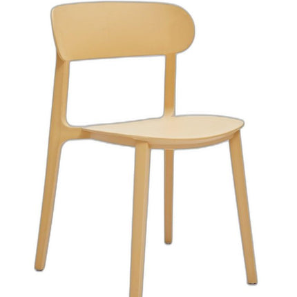 Set of Four Yellow Heavy Duty Plastic Open Back Dining Side Chairs HomeRoots