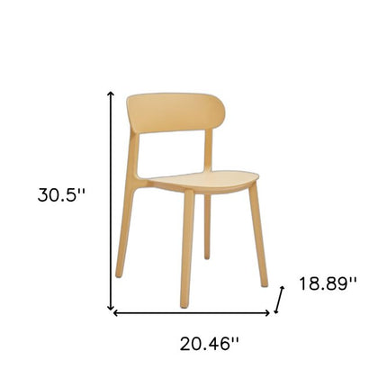 Set of Four Yellow Heavy Duty Plastic Open Back Dining Side Chairs