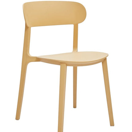 Set of Four Yellow Heavy Duty Plastic Open Back Dining Side Chairs