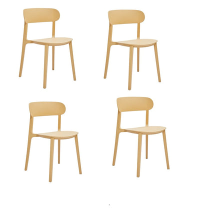 Set of Four Yellow Heavy Duty Plastic Open Back Dining Side Chairs