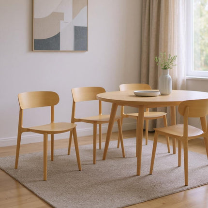 Set of Four Yellow Heavy Duty Plastic Open Back Dining Side Chairs HomeRoots