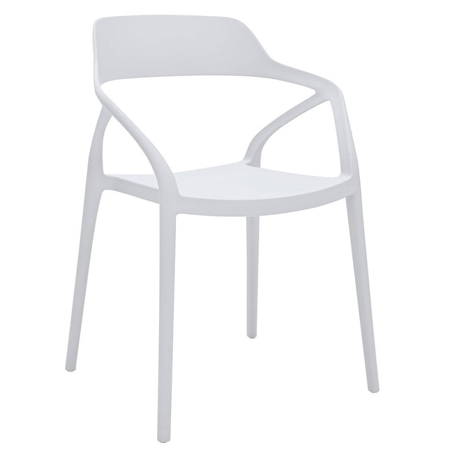 Set of Four White Heavy Duty Plastic Open Back Dining Arm Chairs HomeRoots