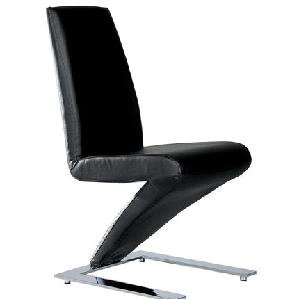 Set of Two Black and Silver Faux Leather Dining Side Chairs HomeRoots
