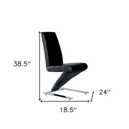 Set of Two Black and Silver Faux Leather Dining Side Chairs HomeRoots