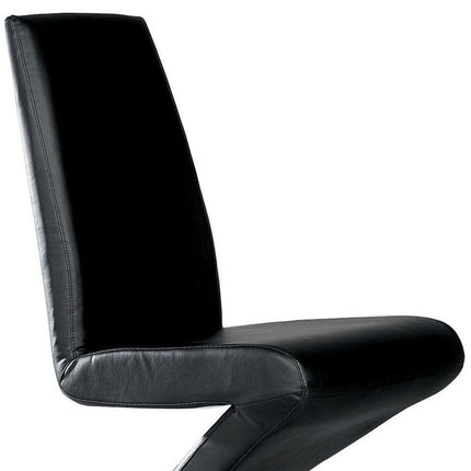 Set of Two Black and Silver Faux Leather Dining Side Chairs HomeRoots