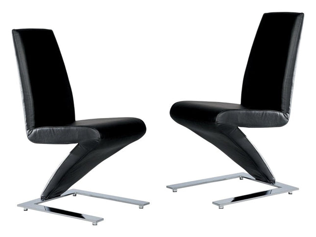 Set of Two Black and Silver Faux Leather Dining Side Chairs HomeRoots