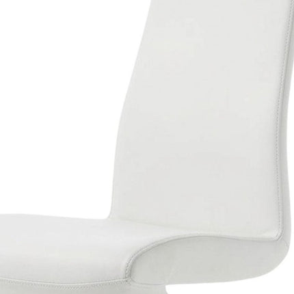 Set of Two White and Silver Slipcovered Faux Leather Dining Side Chairs
